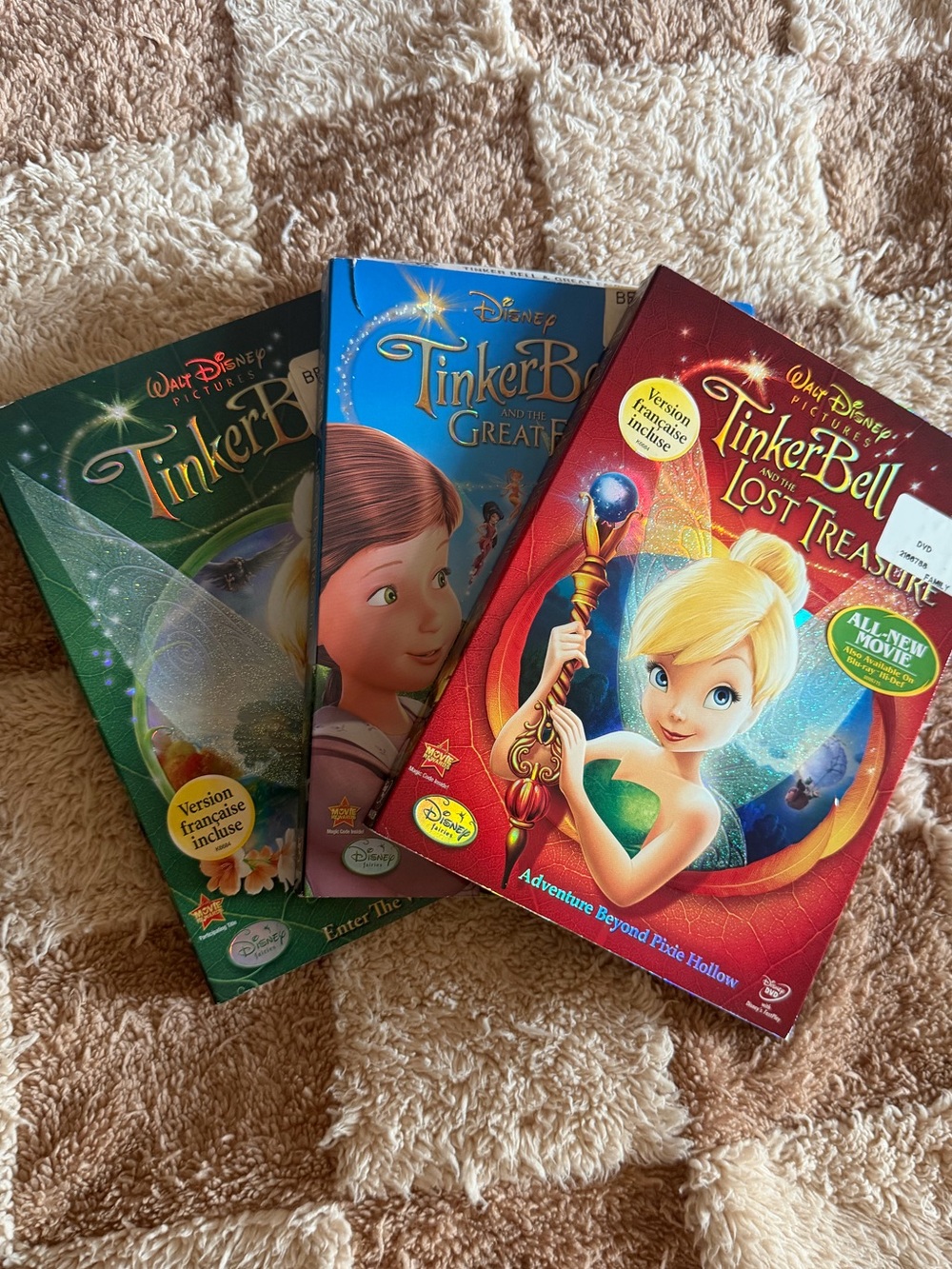 🍿 3Pc Collectors Disney Tinker Bell DVD Set First Three Movies in Sleeves